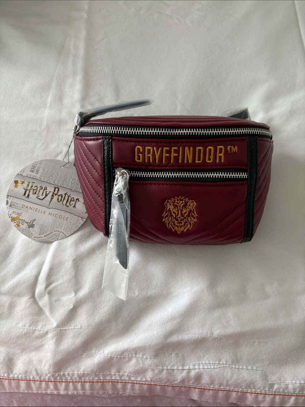 Danielle Nicole Gryffindor Maroon Belt Bag with Gold Details